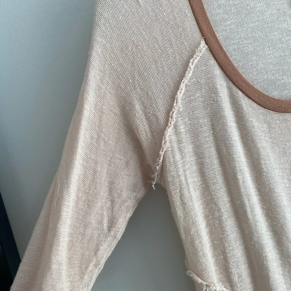 FREE PEOPLE Intimately Free Weekender Fringe Layering Tee Pink and Tan Size M - Picture 4 of 12